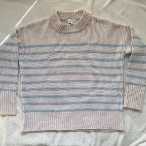 La Ligne Marin Striped Wool and Cashmere Sweater Cream and Periwinkle Size S - Picture 4 of 15